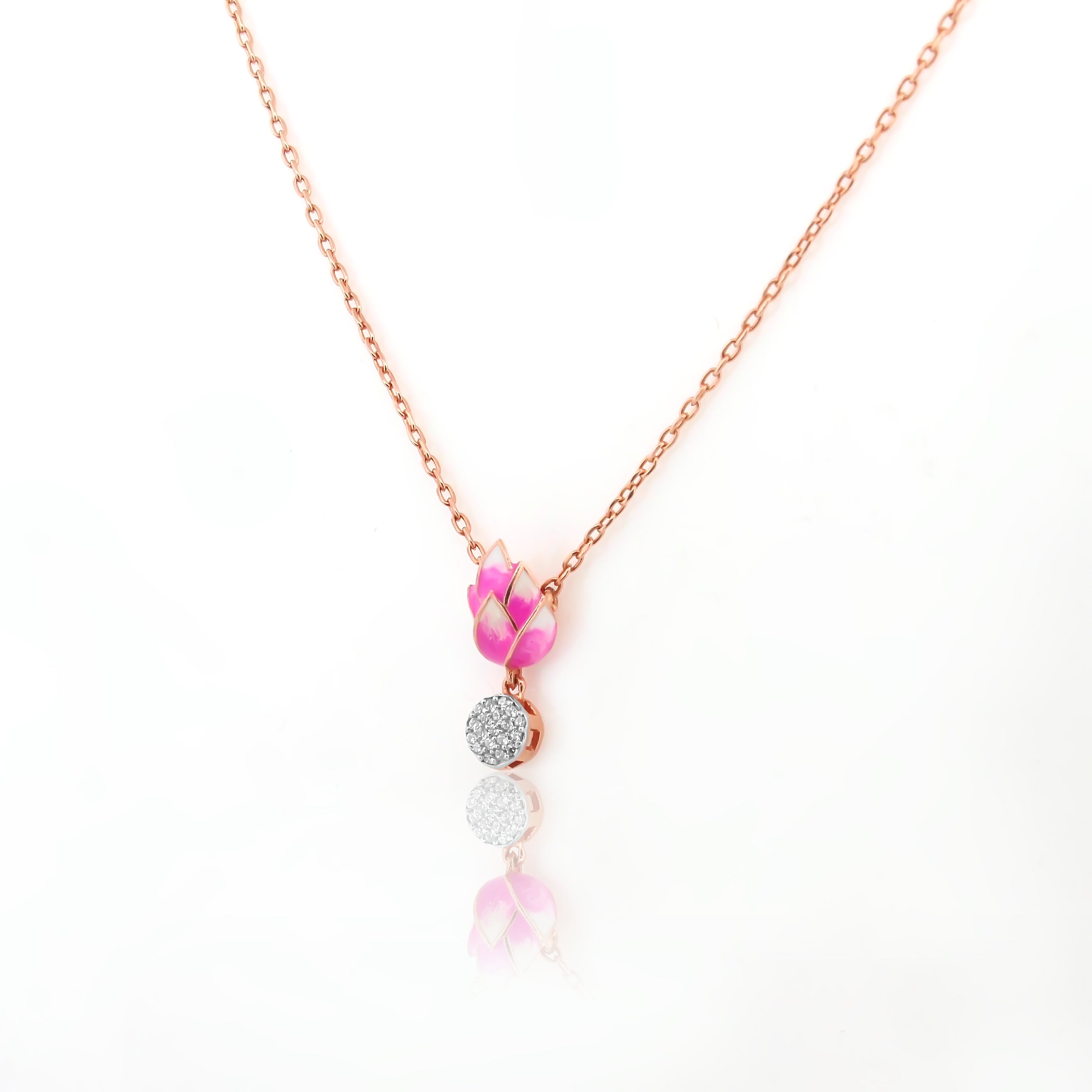 925 Sterling Silver Rose Gold CZ Stone Pendant For Women By Kesardeep